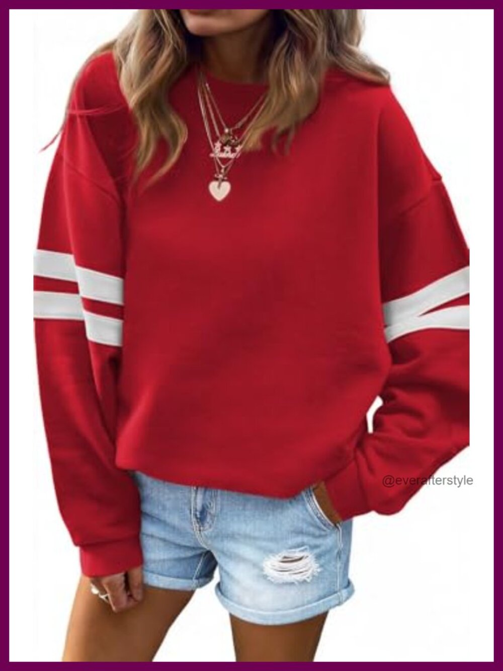 Oversized Striped Long Sleeve Crewneck Pullover Sweatshirt